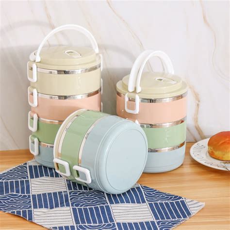 2-tier round stainless steel insulated lunch box|stackable stainless steel lunch containers.